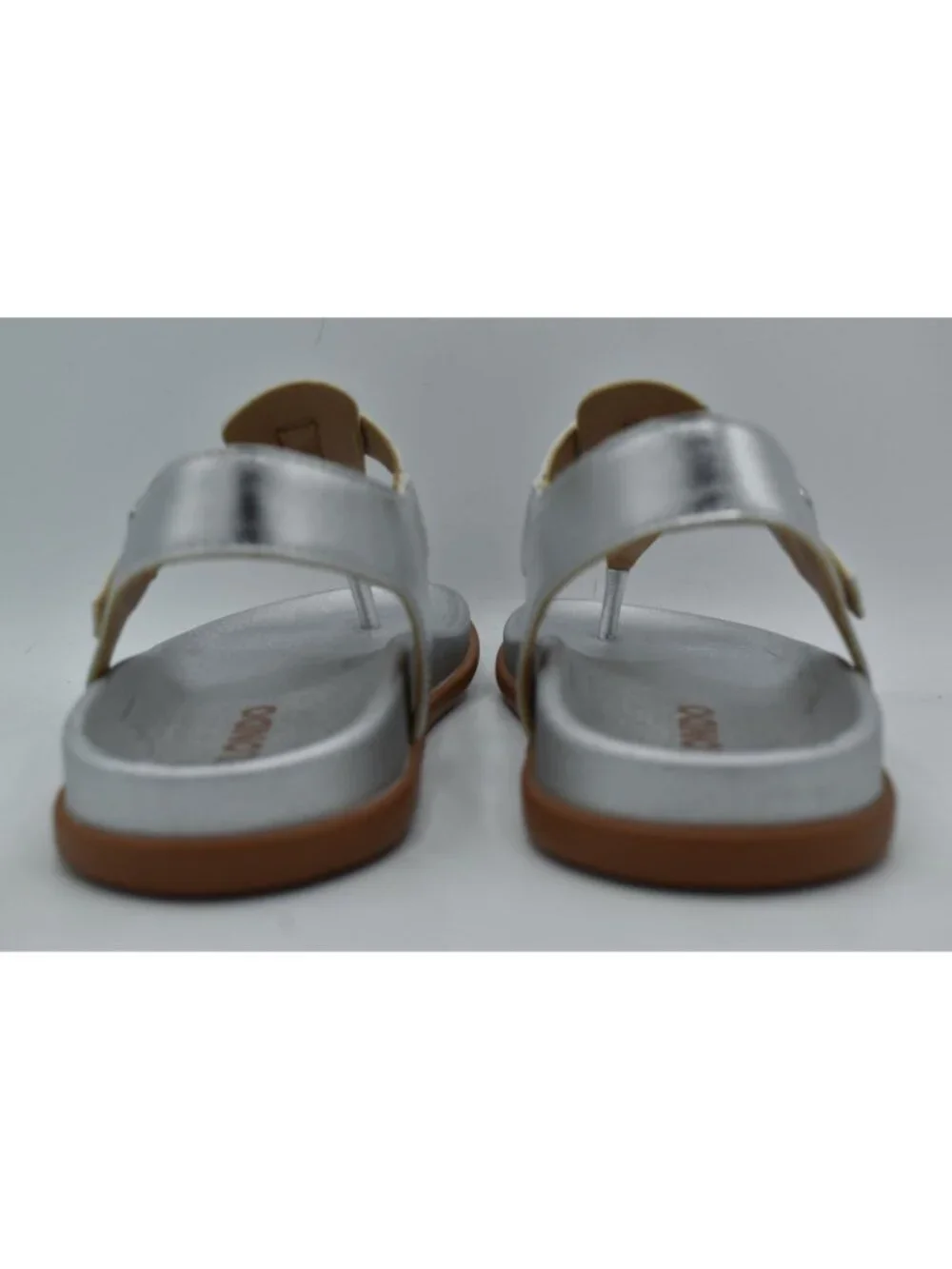 Blondo Womens Size 9 Niomi Ankle Strap Metallic Silver‎ Leather Sandals Shoes